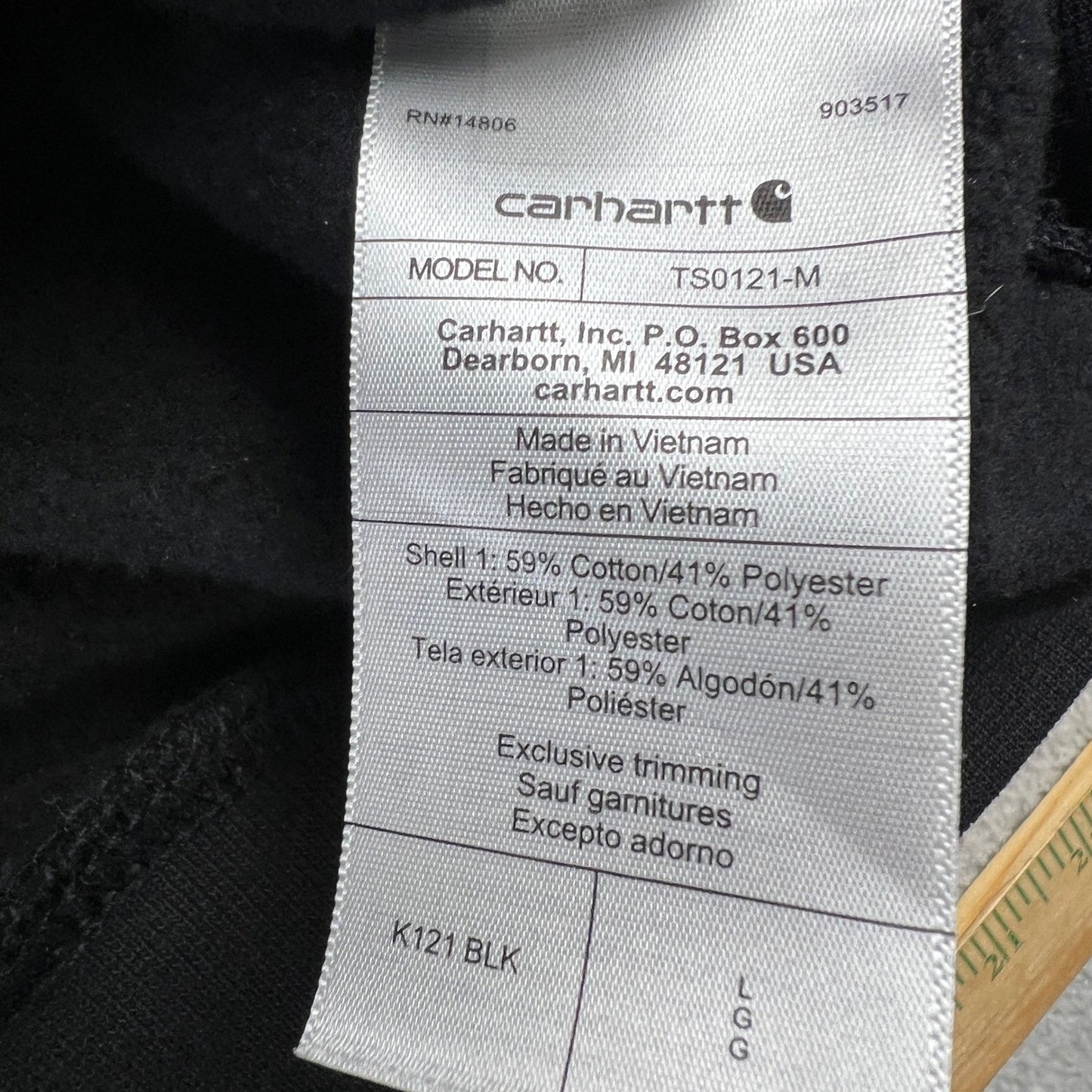 Carhartt Hoodie Mens Large Black Loose Fit K121 BLK Bell Since 1909 Sweatshirt