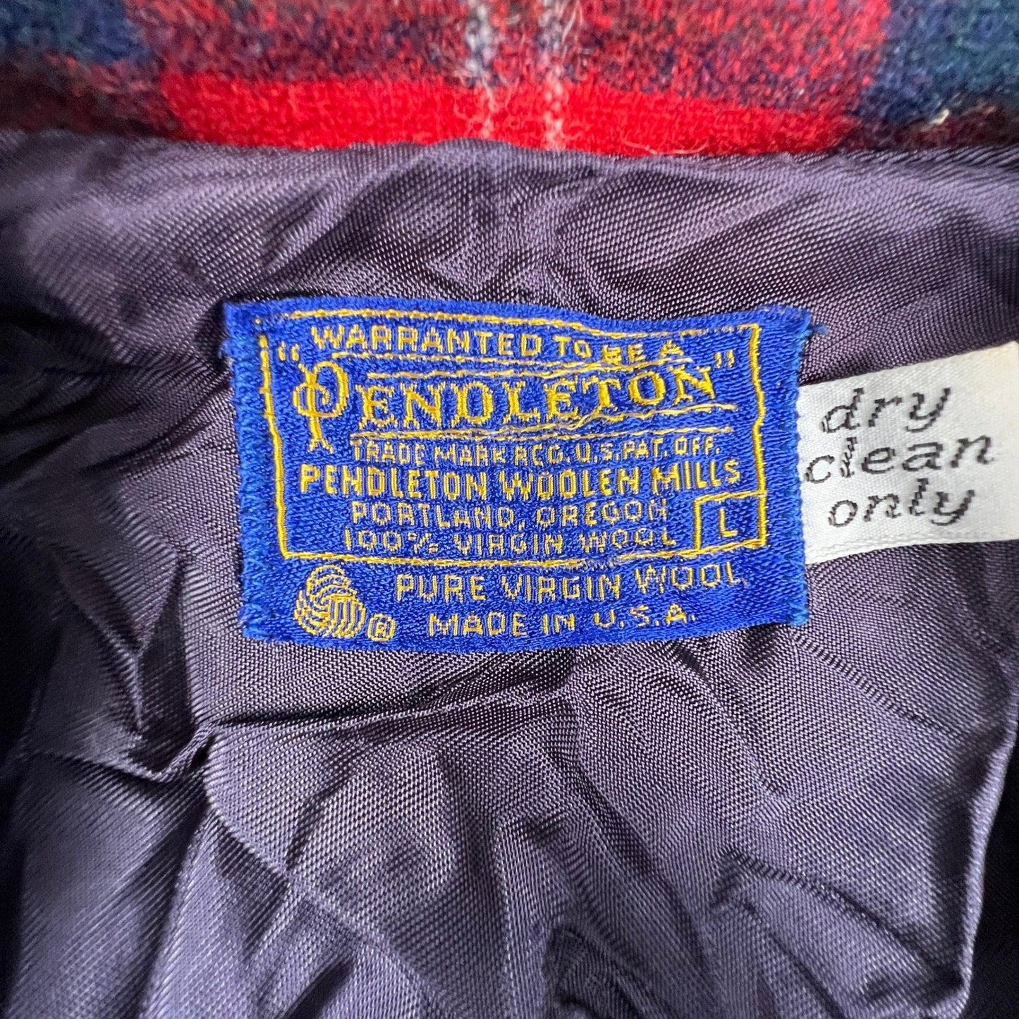 Pendleton Wool Blazer Jacket Mens Large Red Plaid Virgin Wool Vintage Outdoor
