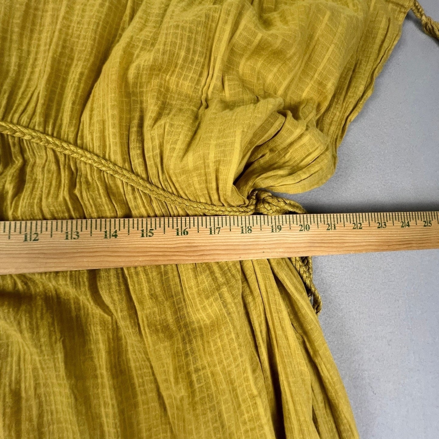 Zara Maxi Dress Womens M Yellow V-Neck Textured Tassel Boho Beach Kaftan