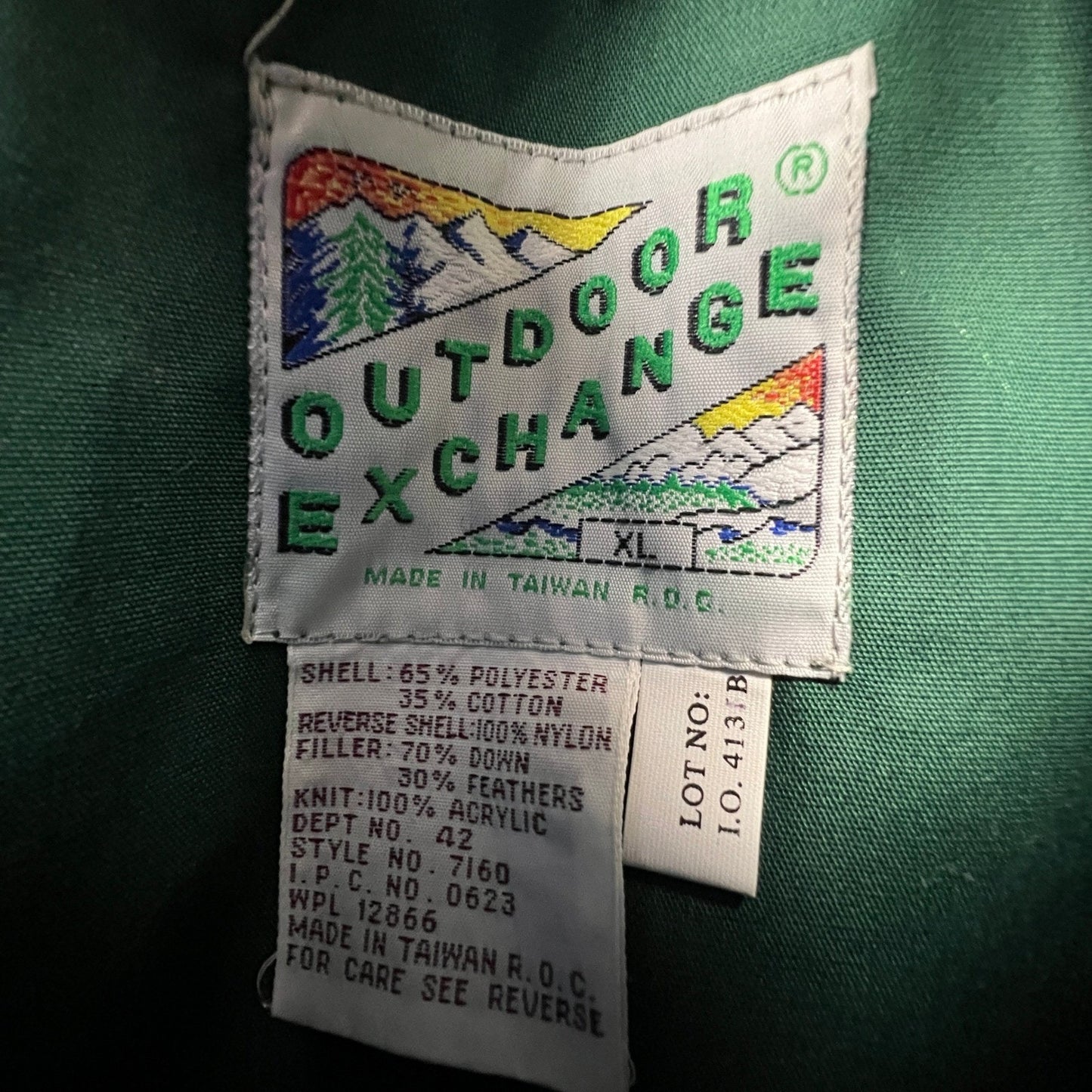 Outdoor Exchange Reversible Puffer Vest Mens XL Green Blue Down Gorpcore Hiking
