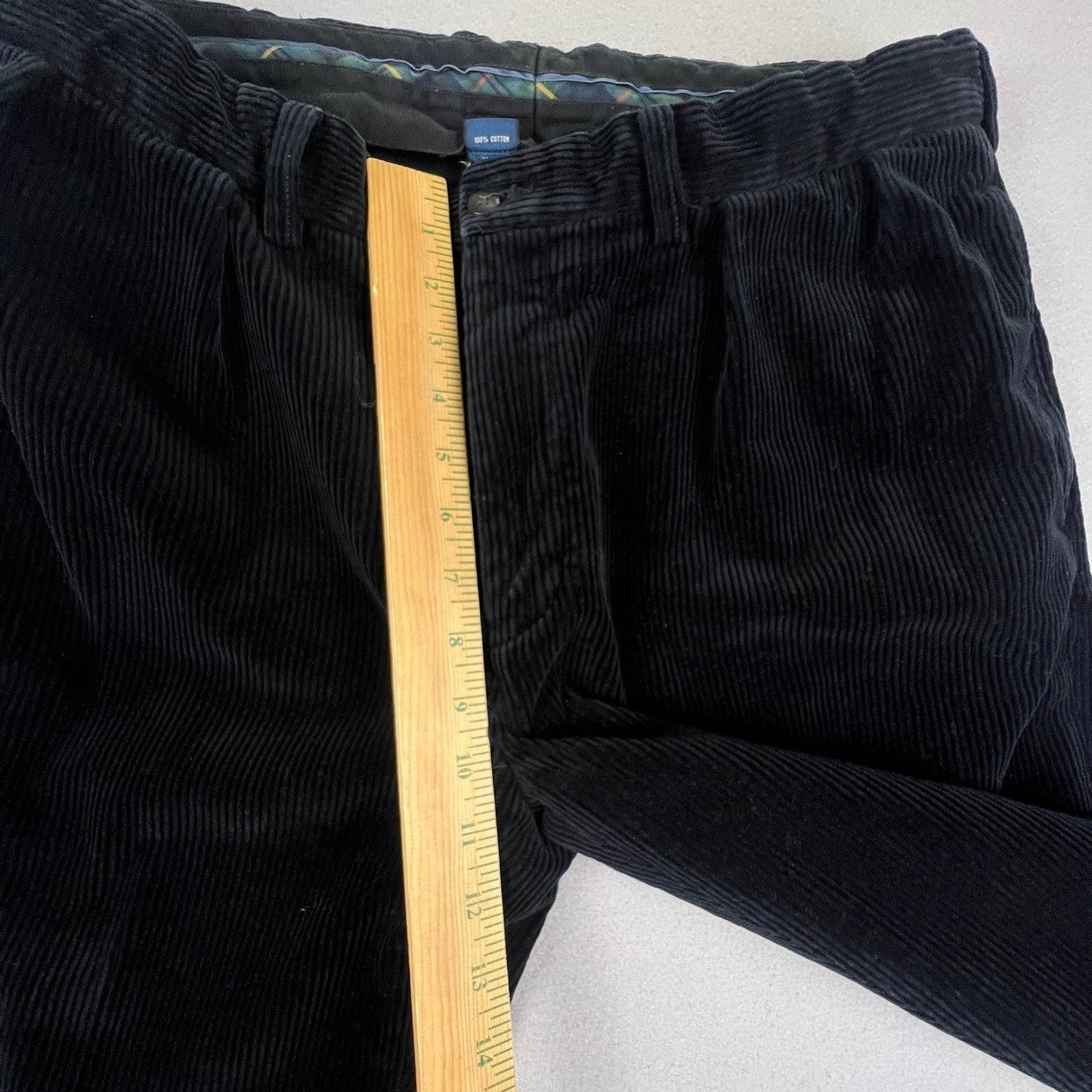 VTG Polo Ralph Lauren Ethan Pant Mens 36/32 Black Corduroy Pleated Trousers