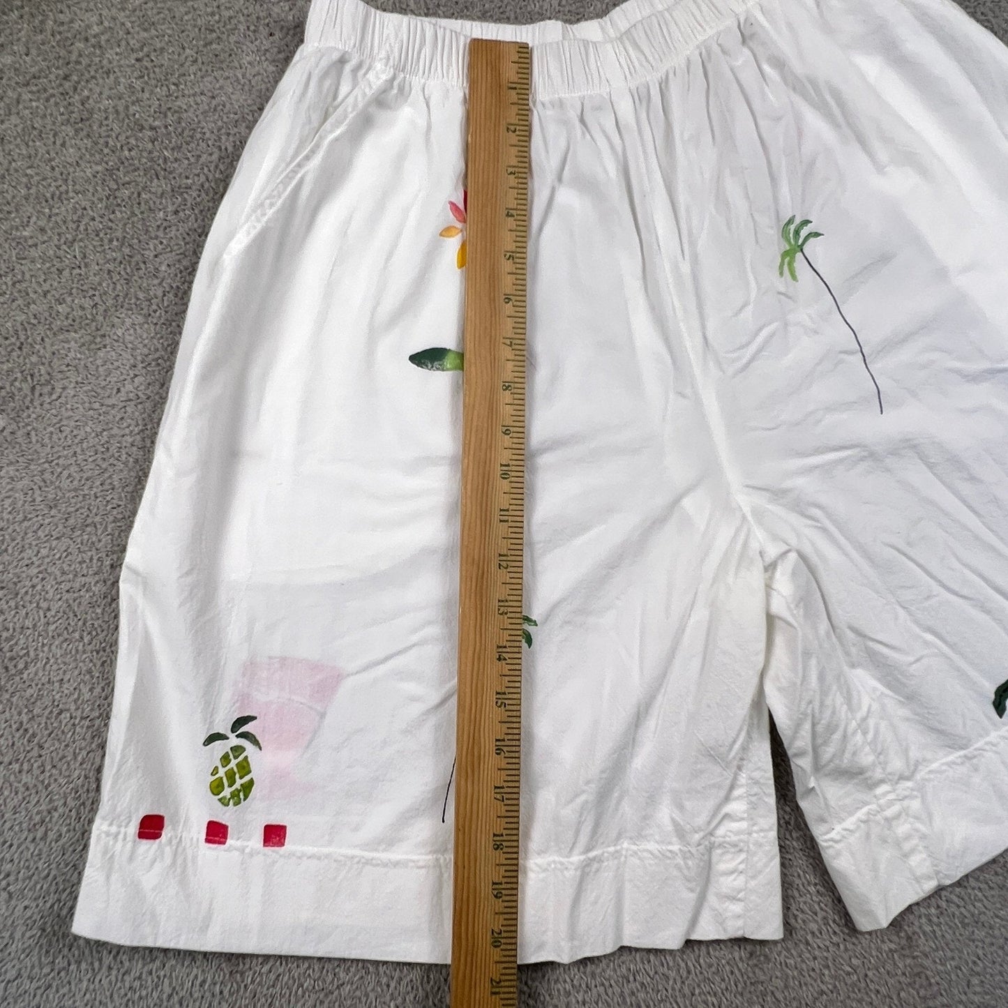 VTG Play Alegre Hand Painted Shorts Womens L Tropical Cotton Beach Summer Boho