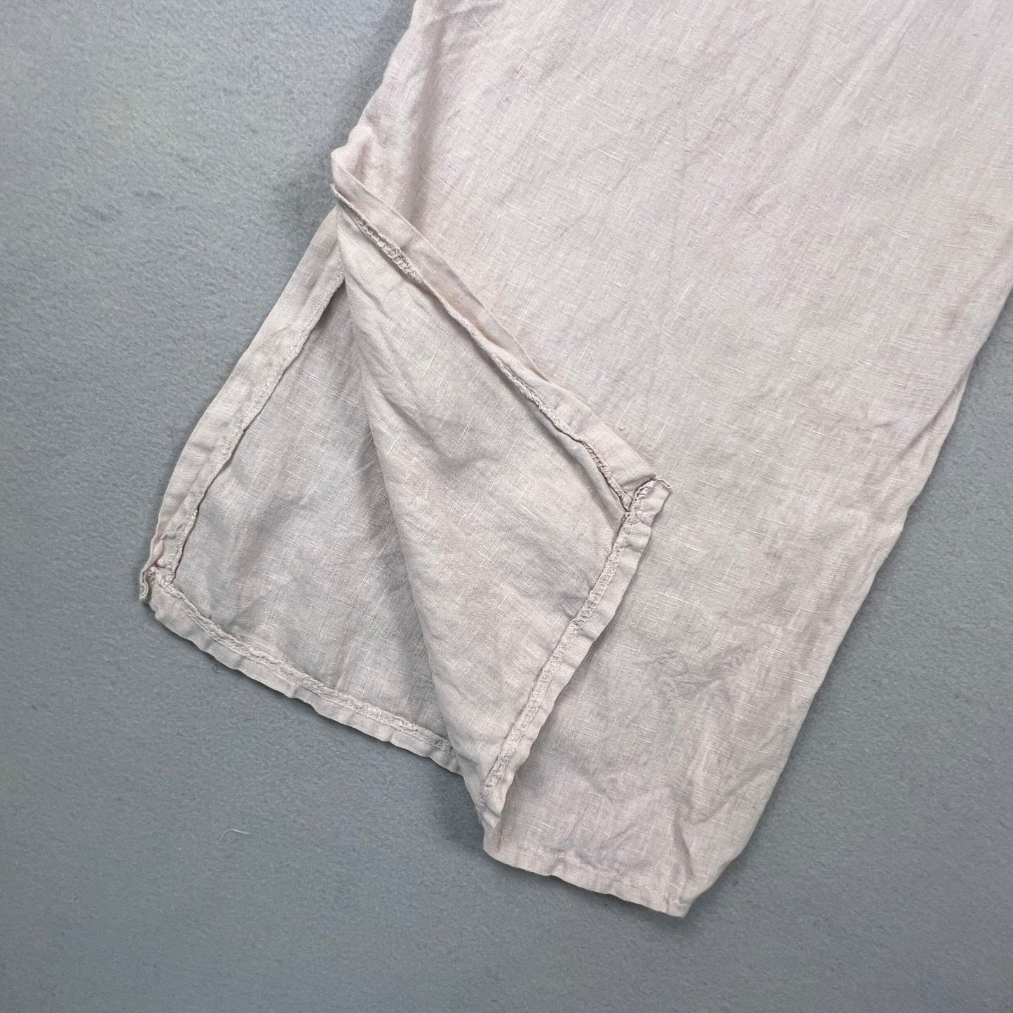 Meo Meli Linen Wide Leg Pants Womens OS Pink Drawstring Side Slit Made in Italy
