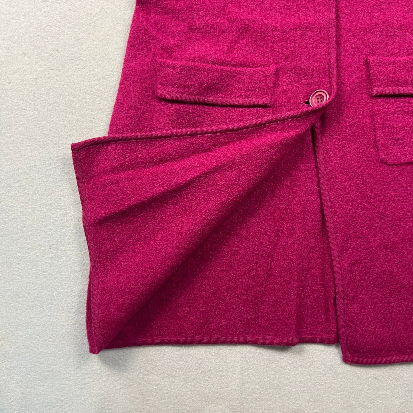 VTG 90s Moda International Wool Cardigan Coat M Pink Longline Boiled Sweater