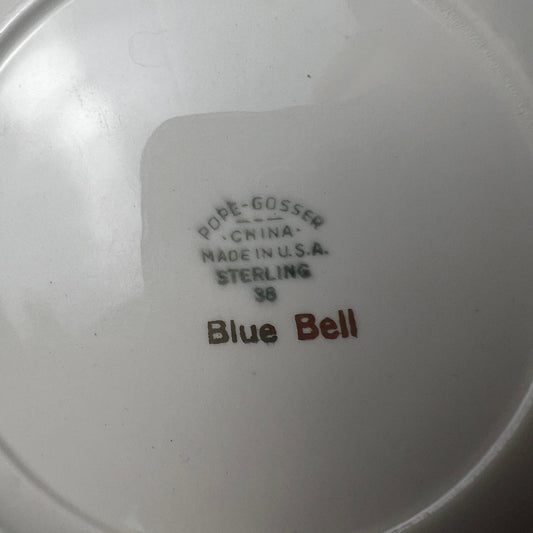 VTG 50s Pope-Gosser Blue Bell Bread Plates Set of 4 White Gold Trim Grandmacore