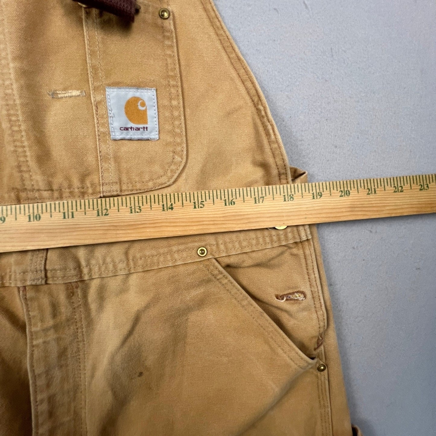 Carhartt Bib Overalls Mens 38x30 Brown Duck Canvas Double Knee Workwear R01 BRN
