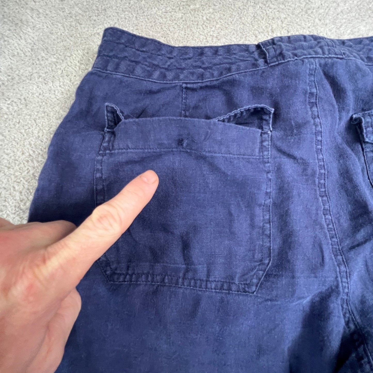 Lauren Ralph Lauren Linen Pants Womens 6 Navy Blue Drawstring Casual Coastal