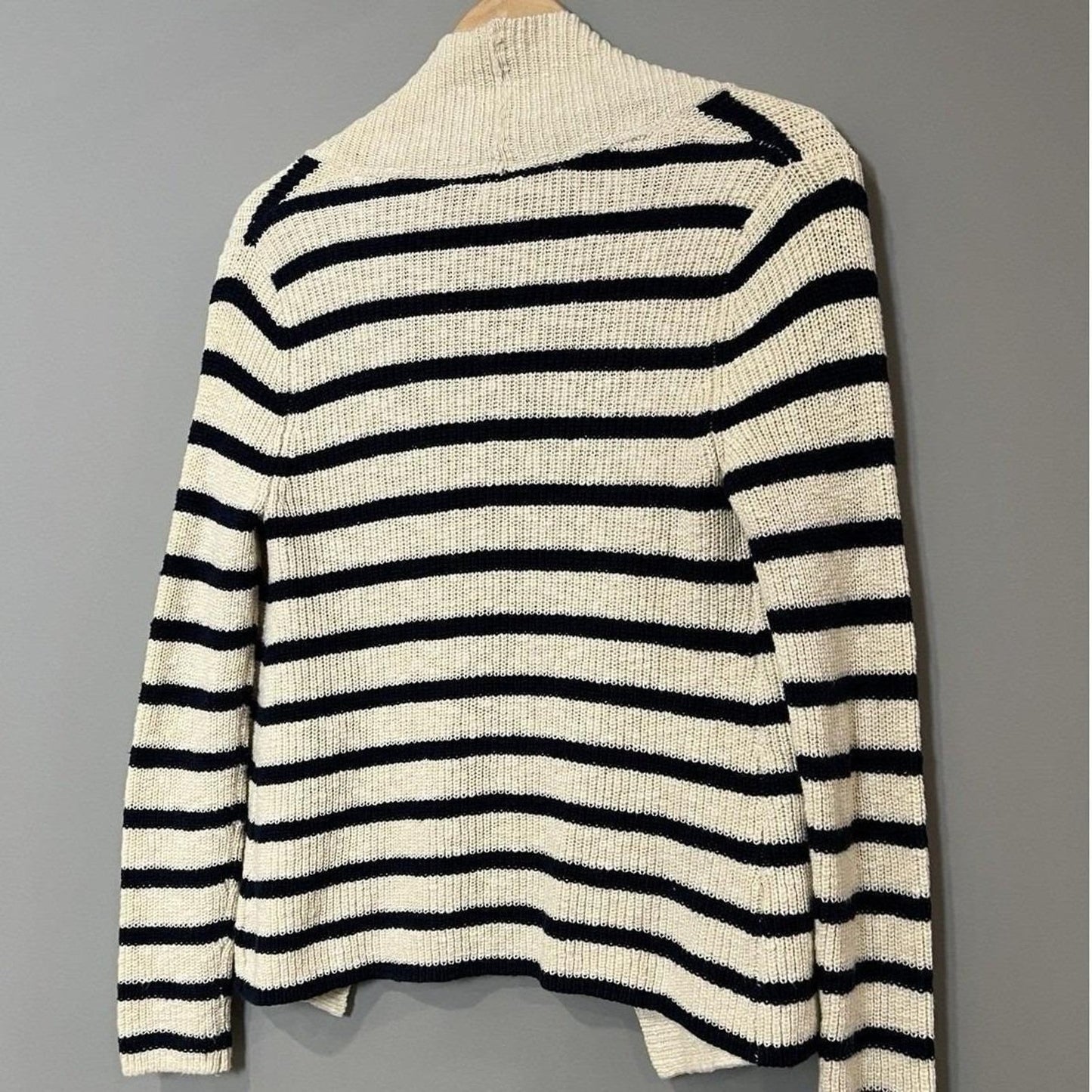 L.L.Bean Nautical Stripe Cardigan Womens XS Shawl Collar Coastal Preppy
