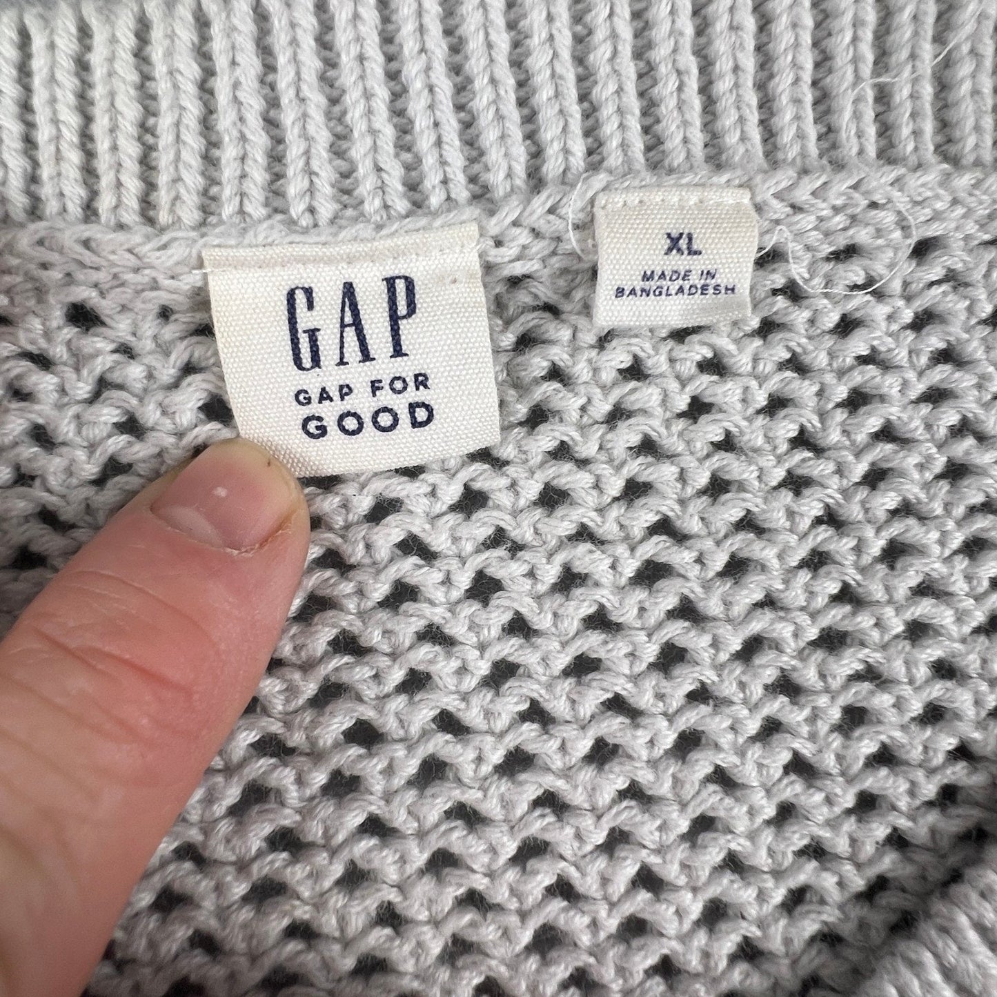 100% Cotton Gap Textured Knit Sweater XL Pullover Casual Coastal Boho Classic