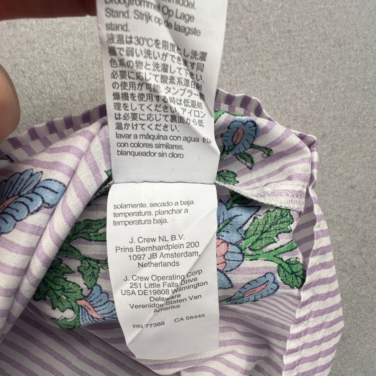 J.Crew Floral Stripe Cotton Voile Top Womens Medium Purple B0751 Boho Coastal