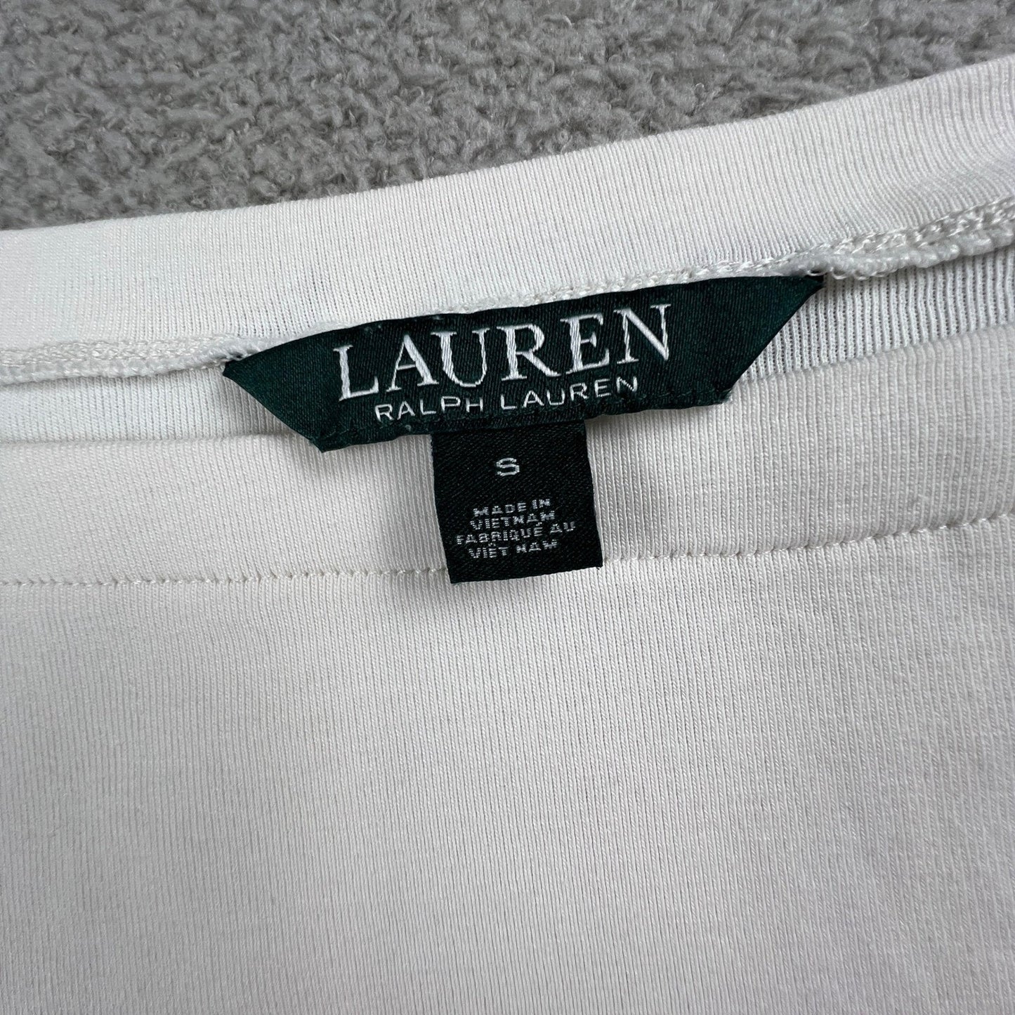 Lauren Ralph Lauren Womens Small Striped Top Cream Brown Preppy Coastal Chic
