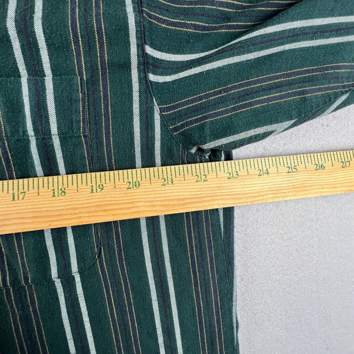 VTG Bugle Boy Button Down Shirt Mens Medium Green Striped Cotton Long Sleeve