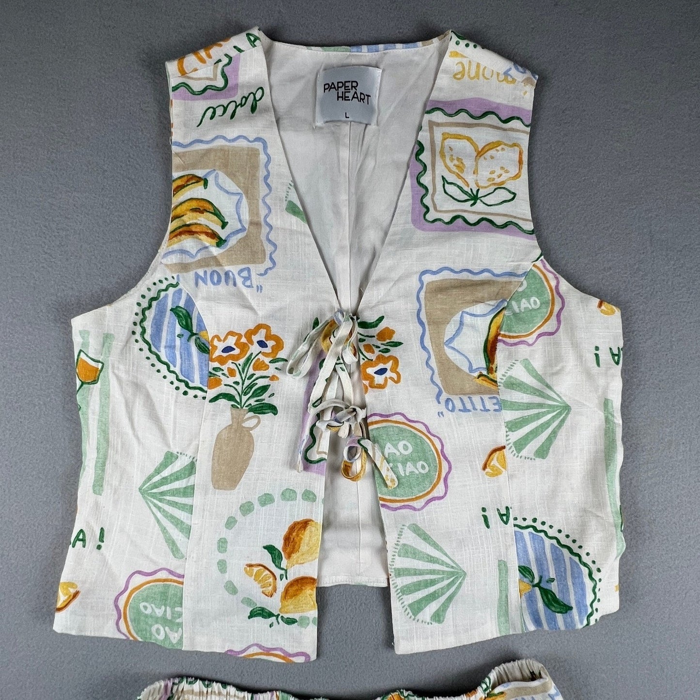 Paper Heart Anthropologie Set Women Large Linen Blend Retro Summer Italy
