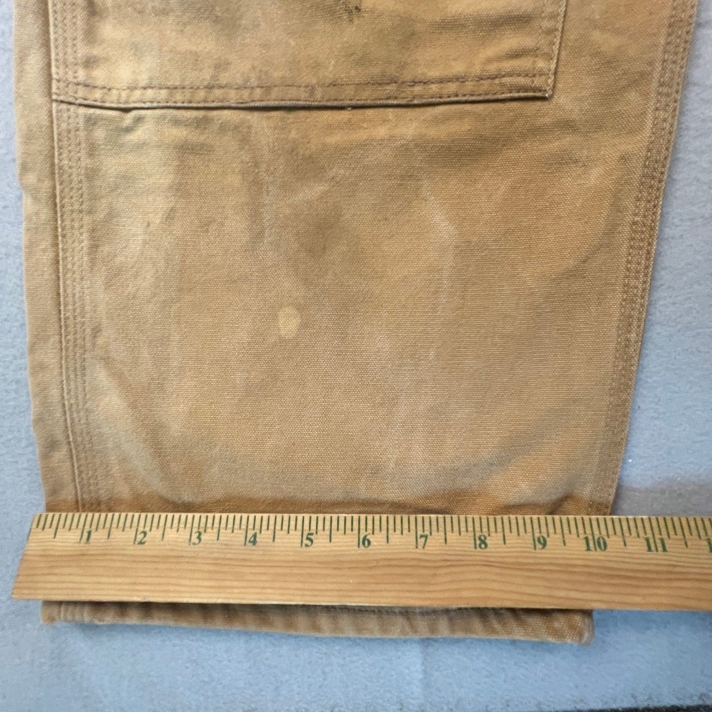 Carhartt Bib Overalls Mens 38x30 Brown Duck Canvas Double Knee Workwear R01 BRN