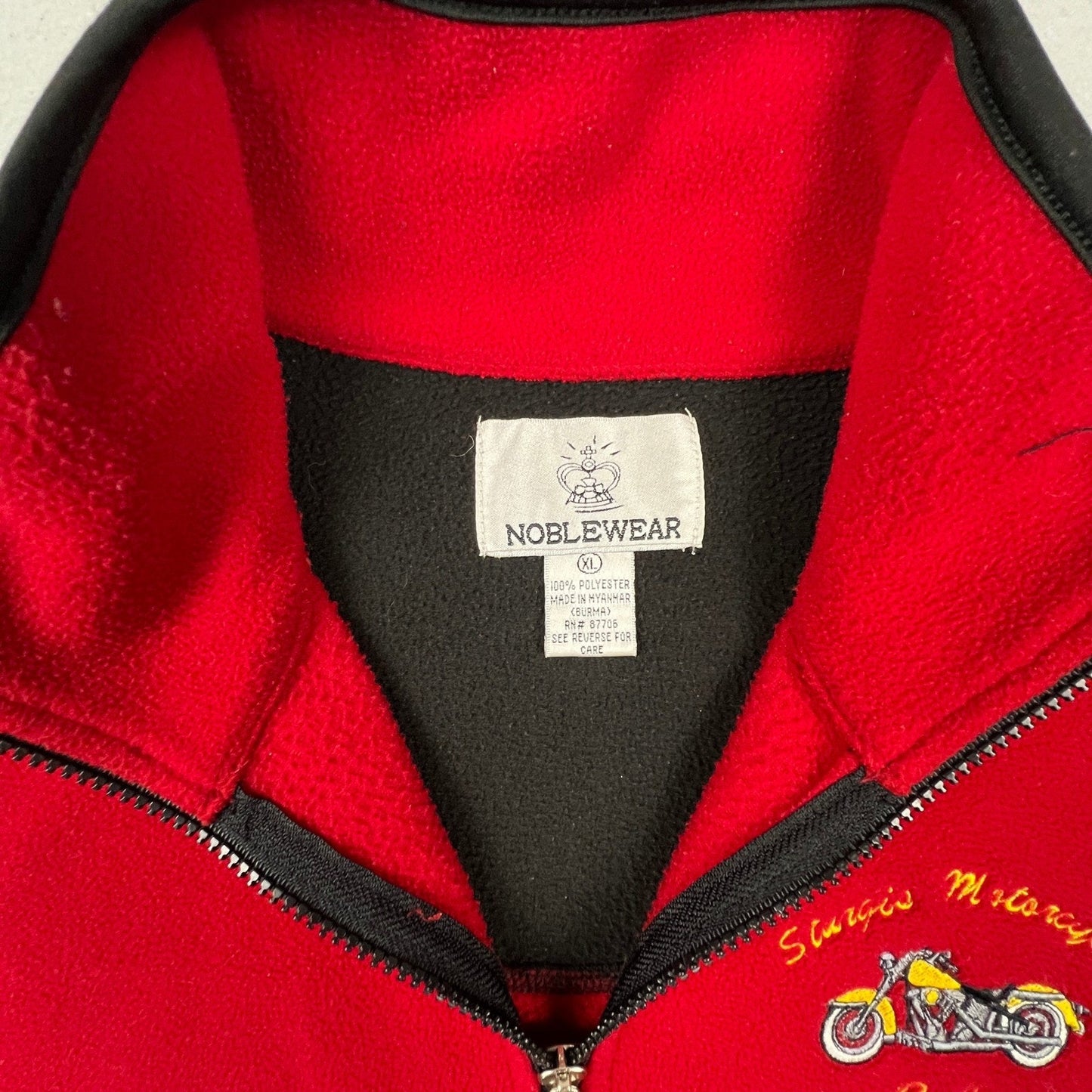 Sturgis Motorcycle Rally Fleece Vest Mens XL Red Biker Full Zip Gilet Noblewear
