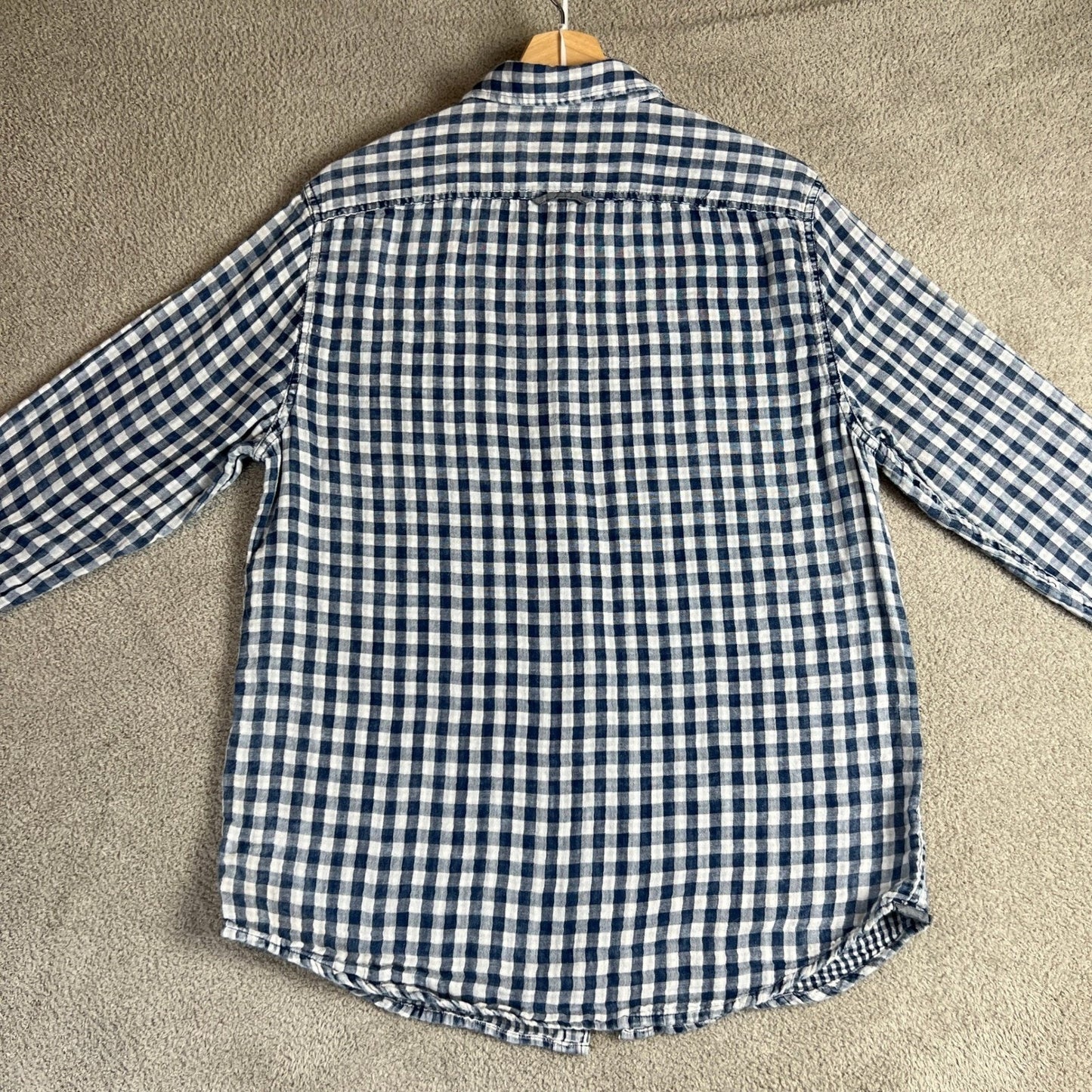 Flag & Anthem Button Down Shirt Men's Medium Gingham Check Long Sleeve