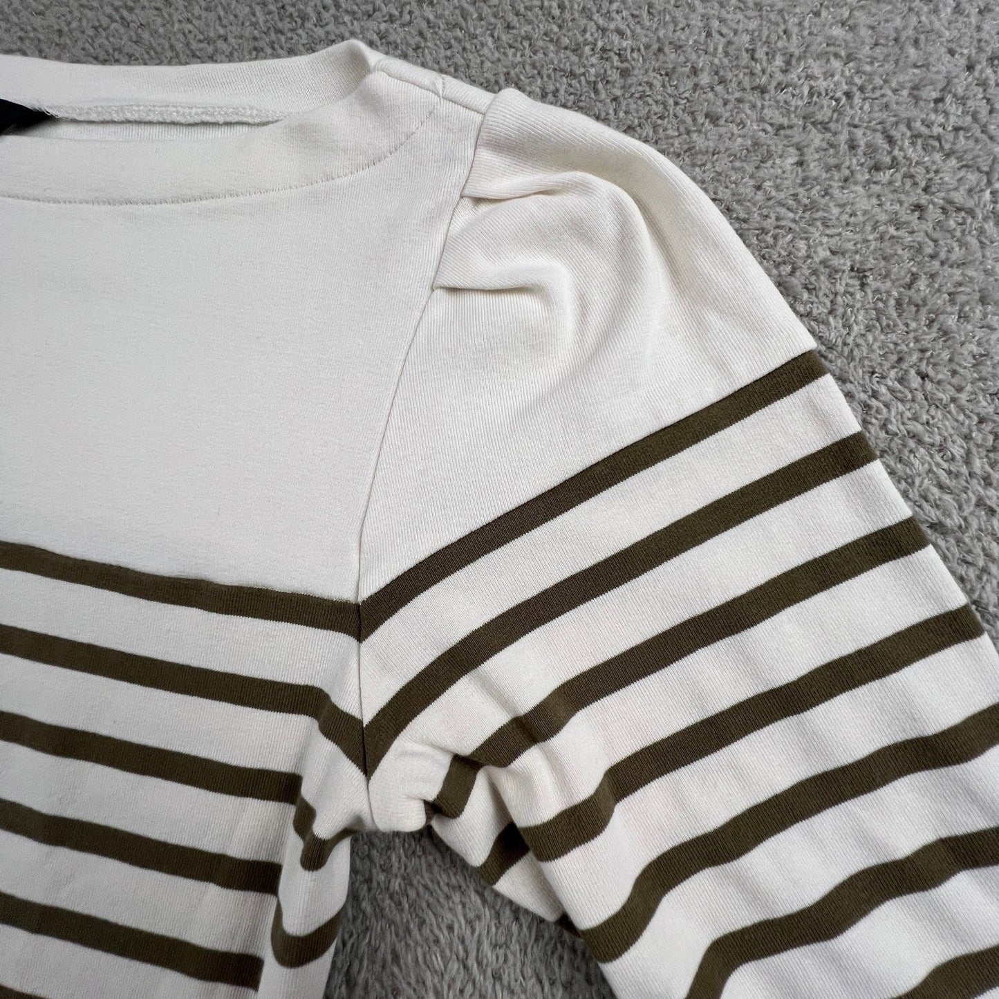 Lauren Ralph Lauren Womens Small Striped Top Cream Brown Preppy Coastal Chic