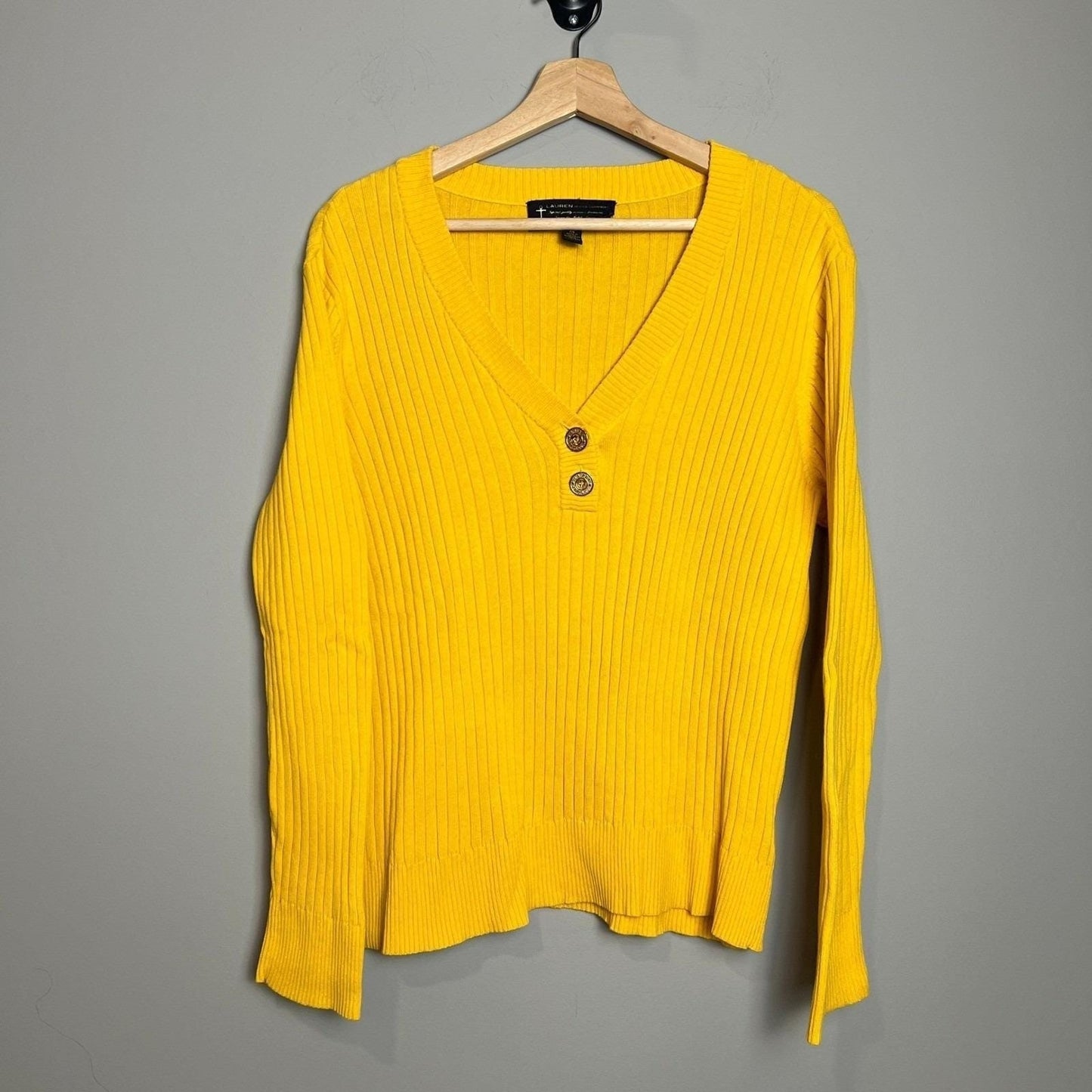 VTG Y2K Lauren Jeans Company Sweater Women's Extra Large Yellow Knit  80s Layer