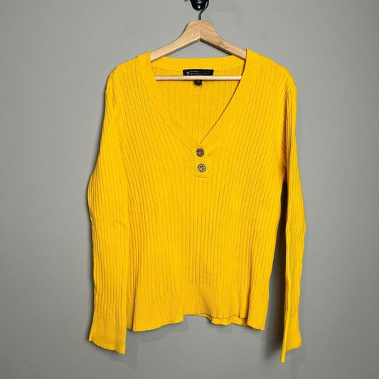 VTG Y2K Lauren Jeans Company Sweater Women's Extra Large Yellow Knit  80s Layer