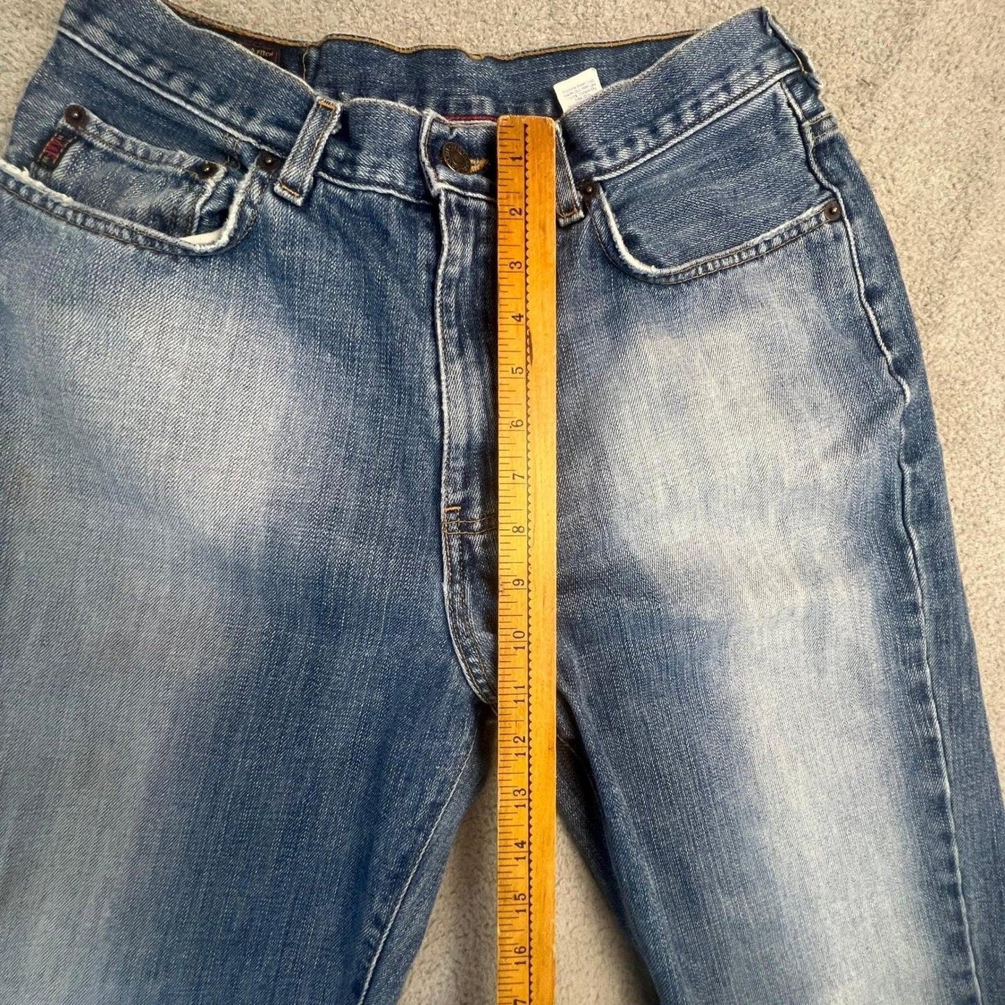 Vintage Y2K Abercrombie & Fitch Mens 31x28 Blue Faded Raw Hem Straight Leg Jeans