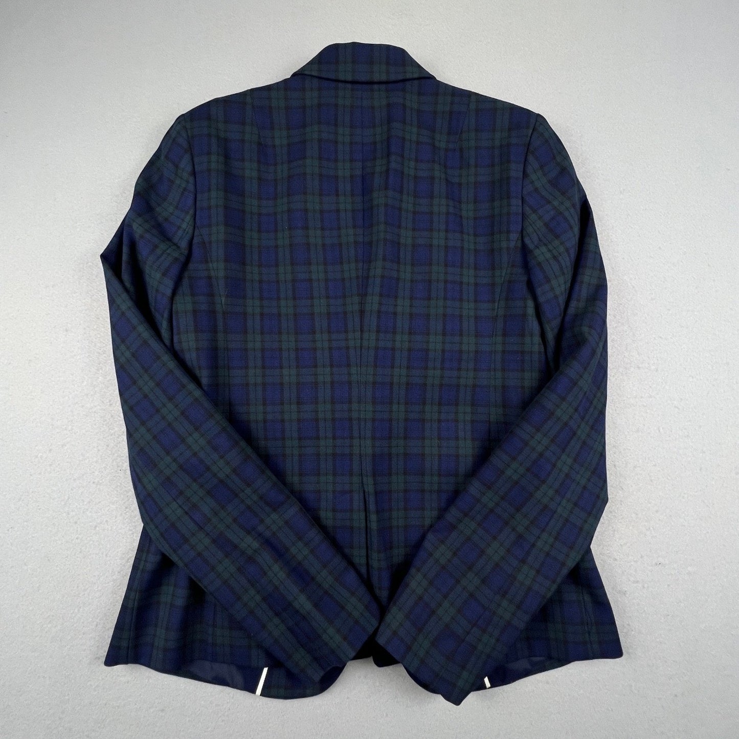 Banana Republic Classic Blazer Womens 4 Tall Navy Green Plaid Tailored Career
