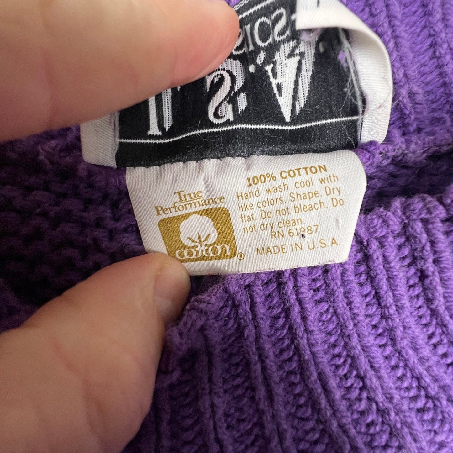 VTG L.S.A. Classics Knit Sweater Womens XL Purple Textured Cotton USA Made