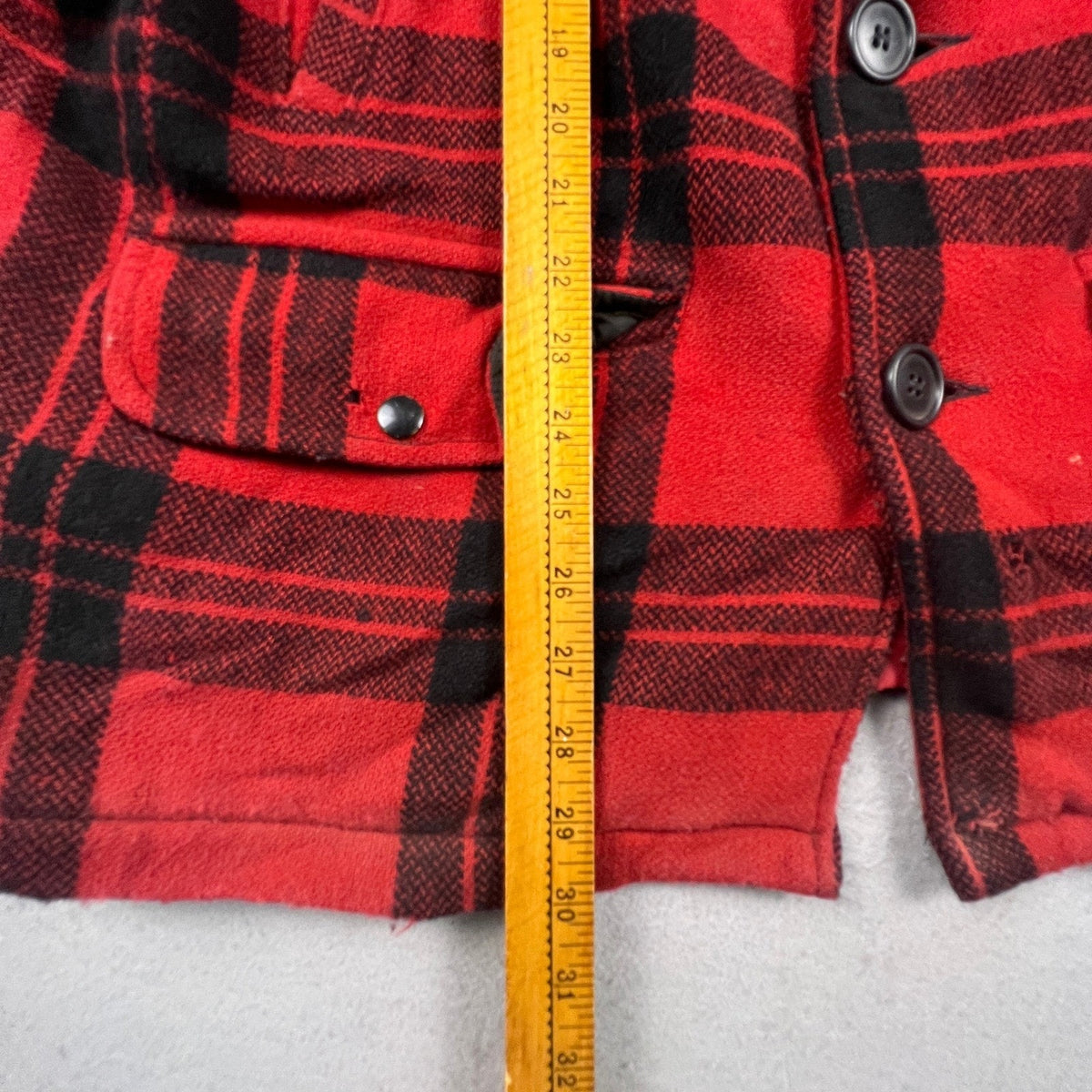 Vintage Carters Hunting Jacket Mens 44 Red Plaid Wool Buffalo Check Cruiser Coat