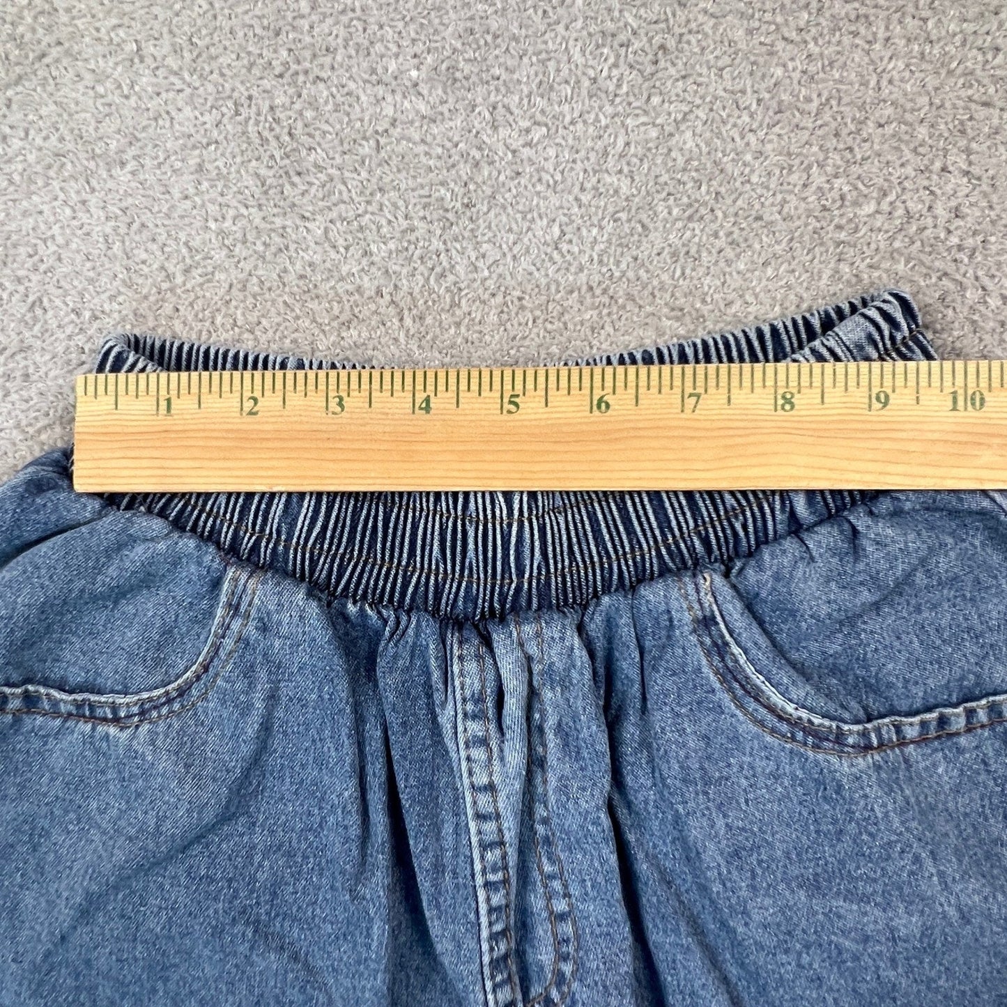 Retro Mom Aesthetic Denim Shorts Womens XS Blue Elastic High Waist VTG