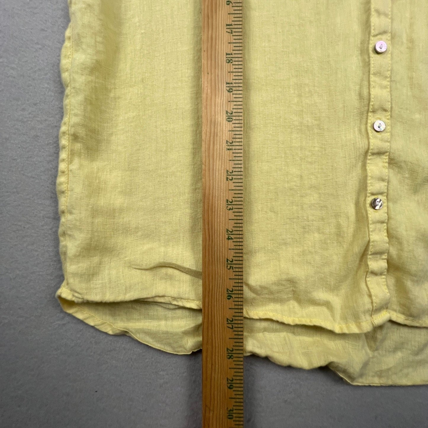 Sigrid Olsen Linen Button Down Shirt Women Medium Yellow Roll Tab Coastal Summer