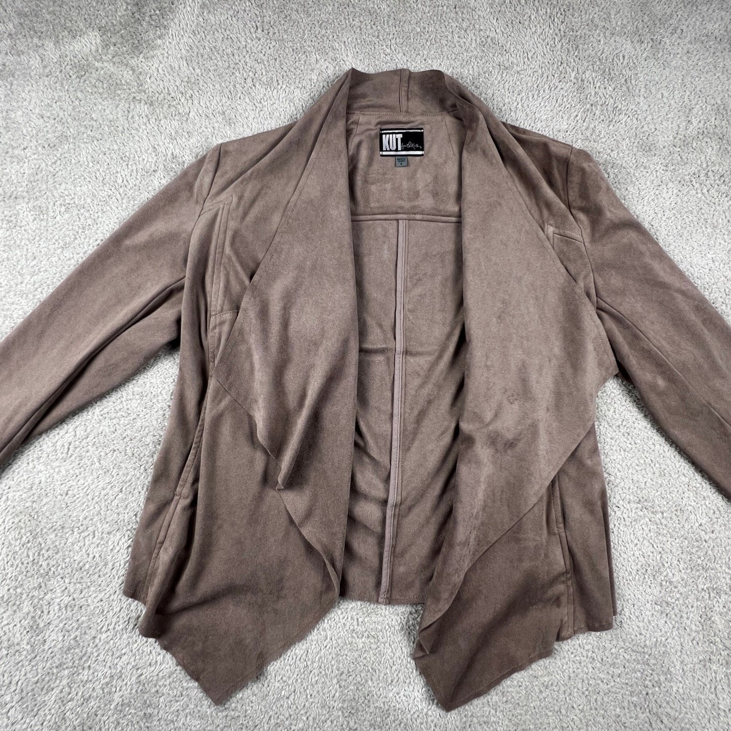 Kut from the Kloth Faux Suede Jacket Womens Small Brown Front Moto Boho