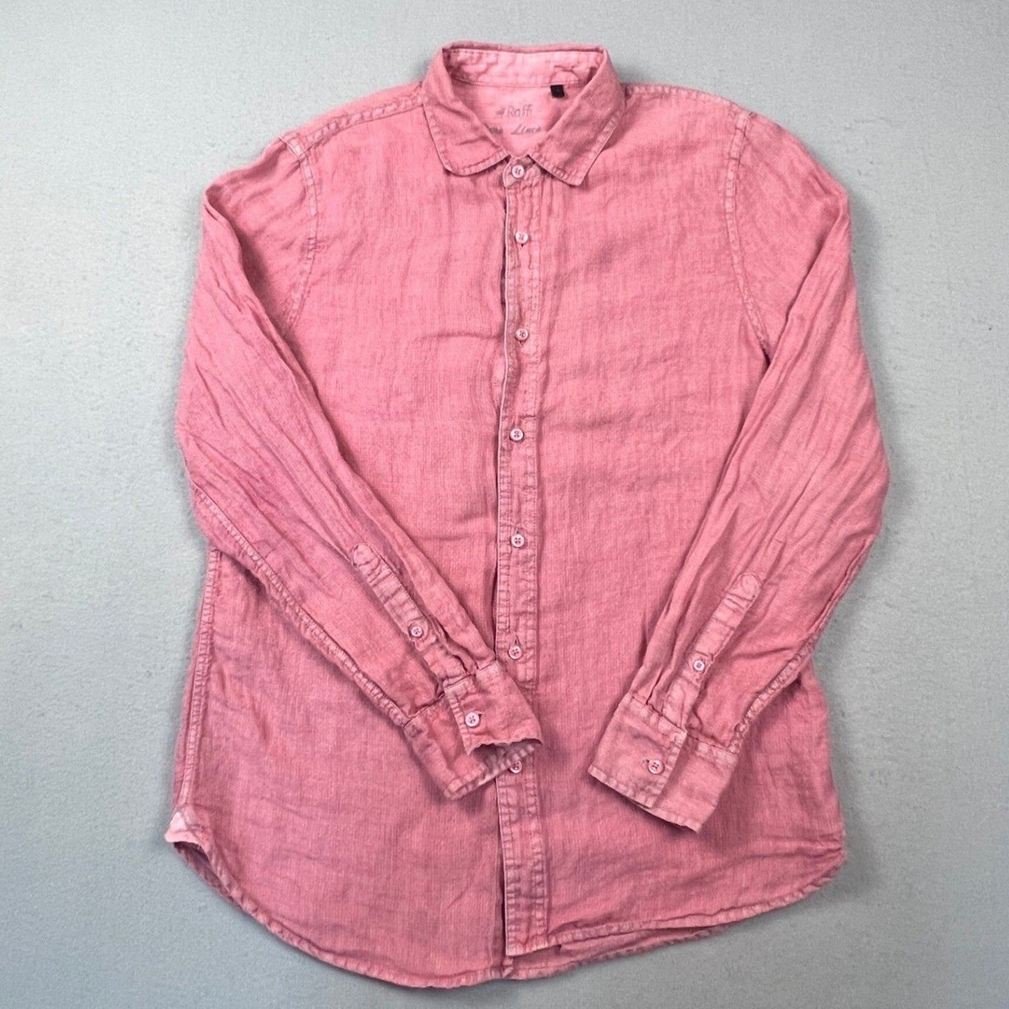 Raffi Button Down Shirt Womens Small Pink 100% Pure Linen Casual Summer