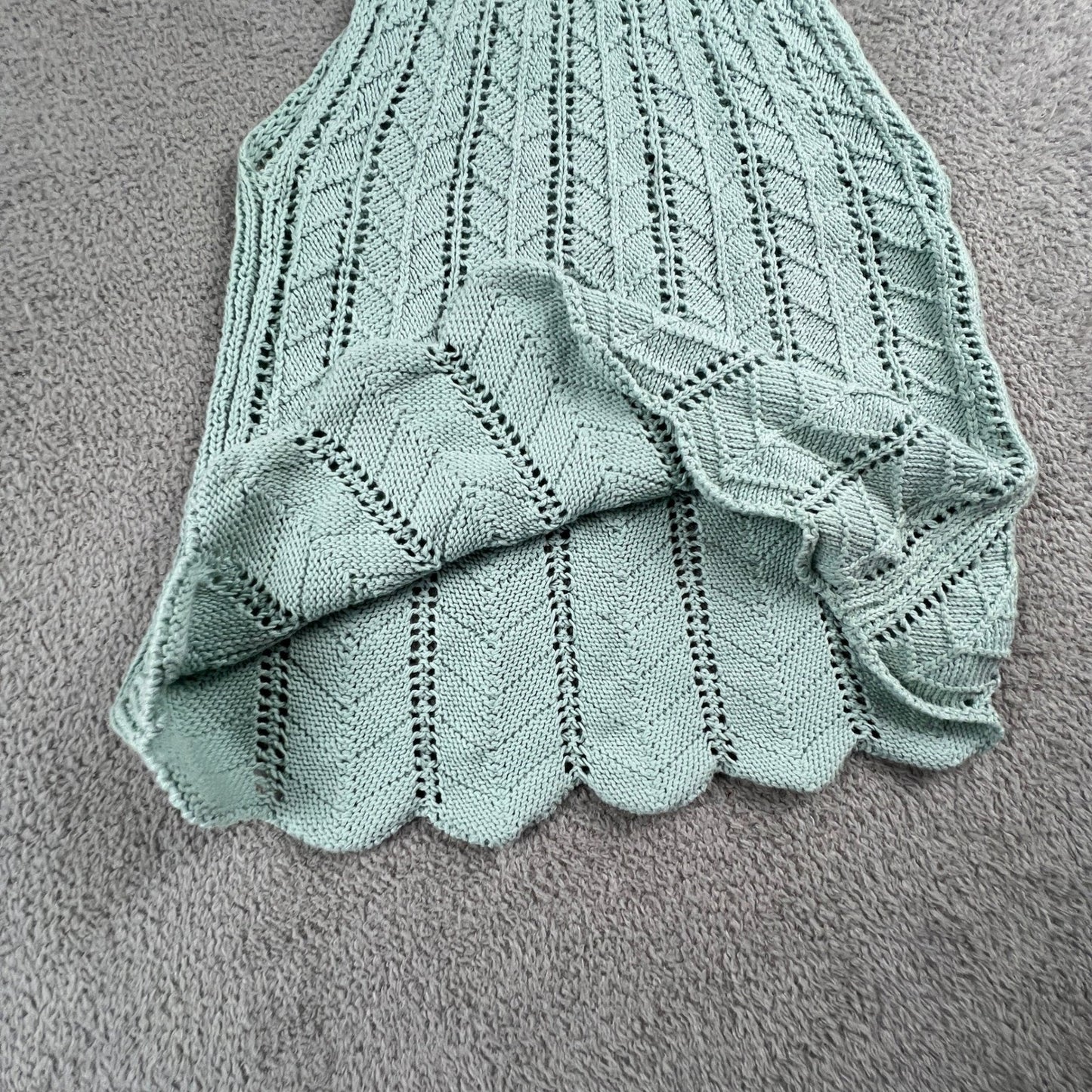 Crochet Knit Halter Top Womens Small Mint Green Boho Festival Blu Pepper