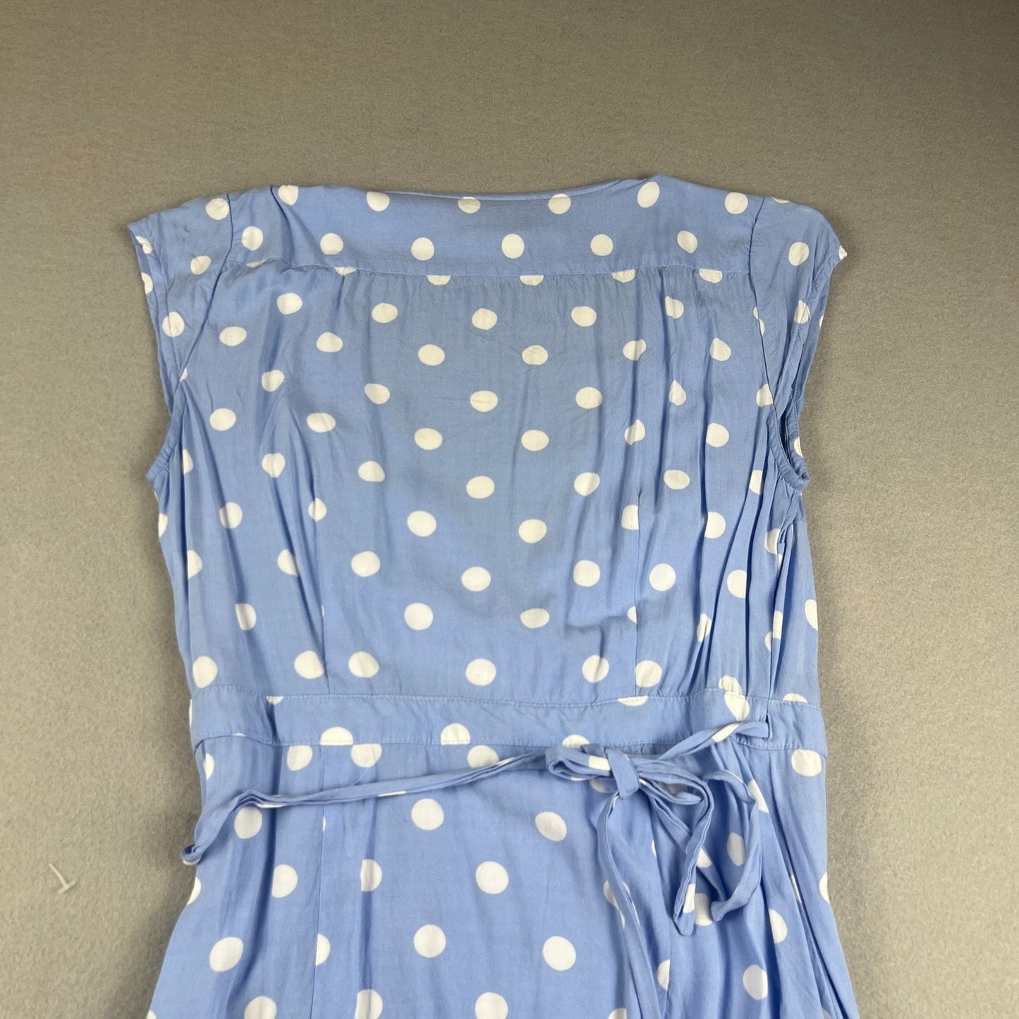 J.Crew Faux Wrap Dress Womens XSP Blue Polka Dot Midi Summer Casual Coquette