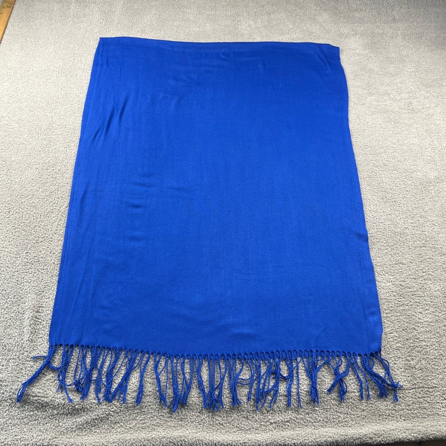 100% Cashmere Scarf Unisex OS Blue Fringe Tassel Pashmina Wrap