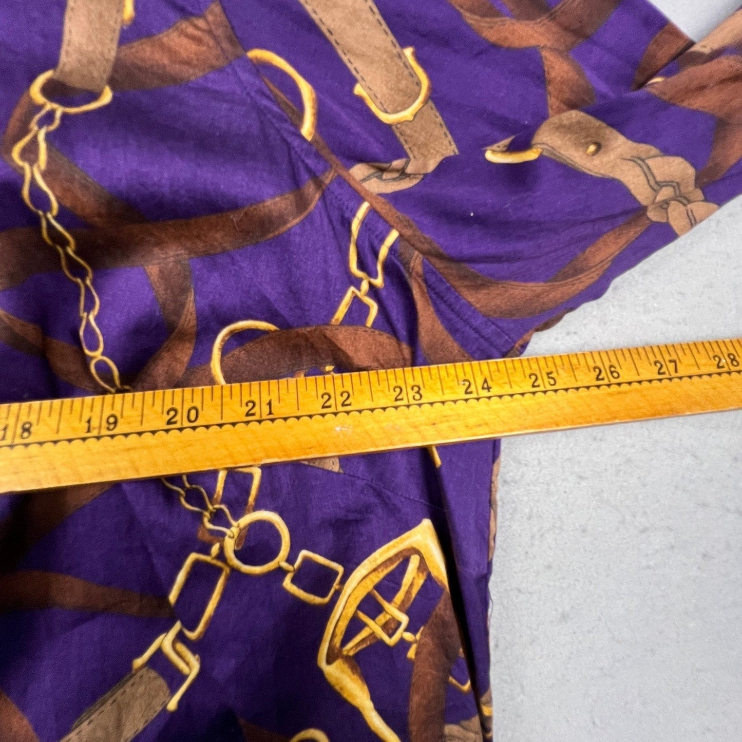 Lauren Ralph Lauren Shirt Womens 2X Purple Equestrian Chain Print Cotton Blouse