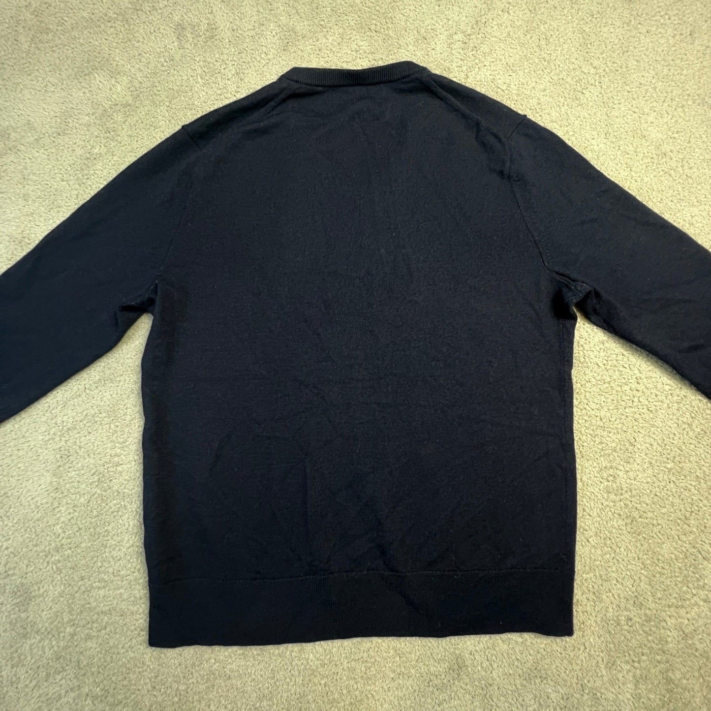 Banana Republic Italian Merino Wool V-Neck Sweater Mens Medium Navy Blue