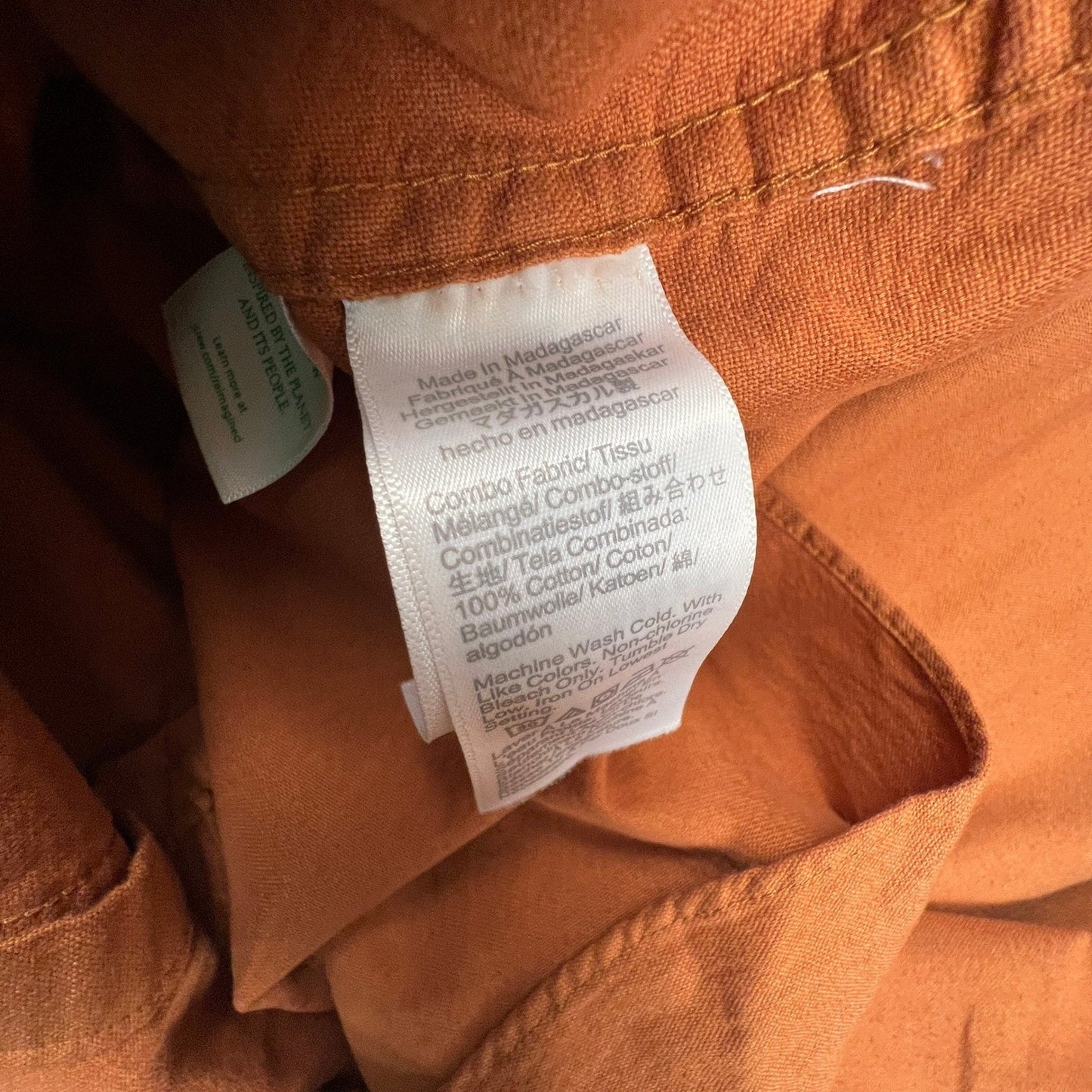 J.Crew Button Down Shirt Mens Large Orange Slim Untucked Garment Dye Casual