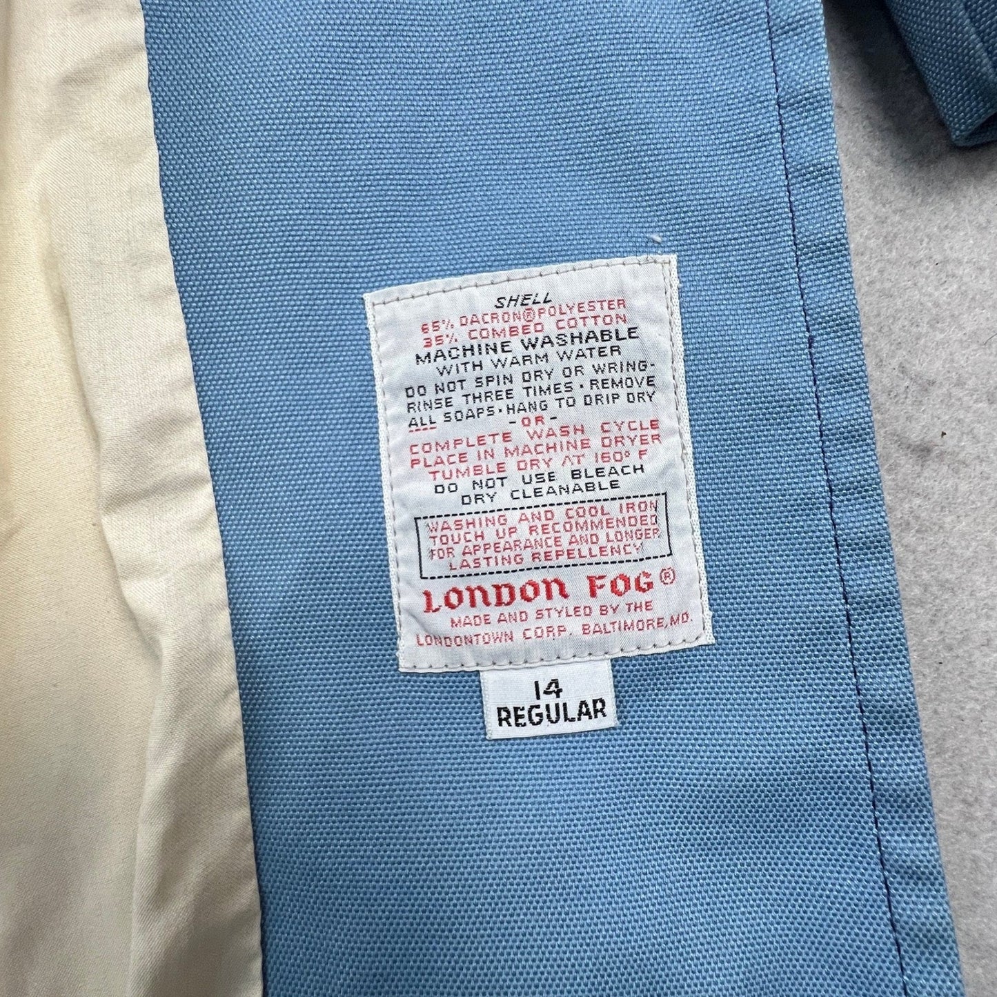 London Fog Maincoat Rain Jacket Womens 14 Regular Blue Vintage Western Yoke Coat