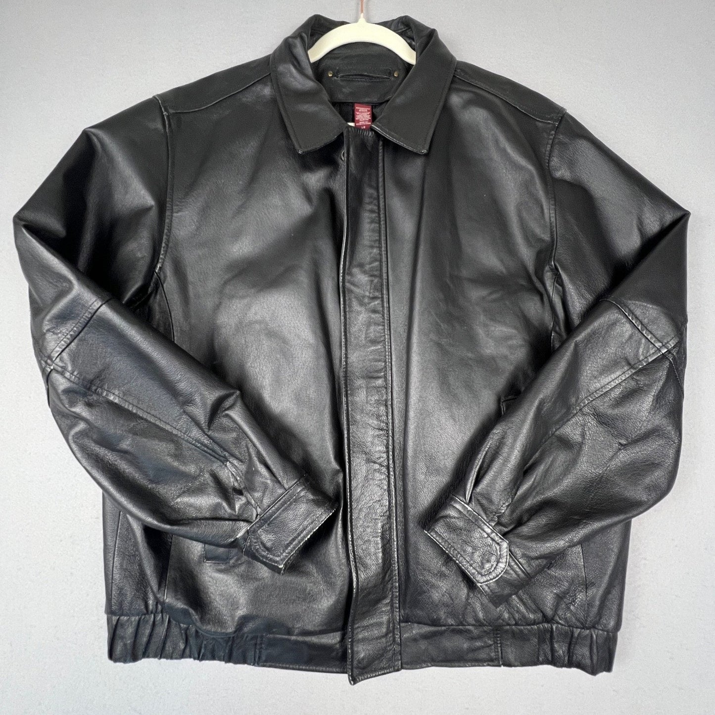 VTG Covington Leather Bomber Jacket Mens L Full Zip Classic Outerwear Gorpcore