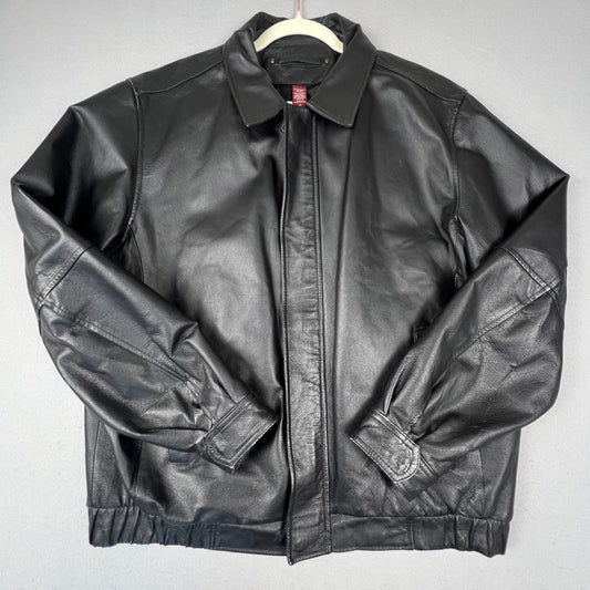 VTG Covington Leather Bomber Jacket Mens L Full Zip Classic Outerwear Gorpcore