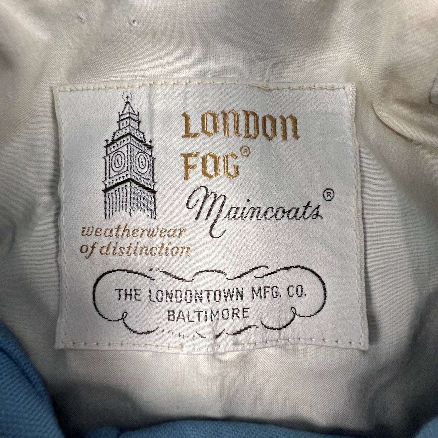 London Fog Maincoat Rain Jacket Womens 14 Regular Blue Vintage Western Yoke Coat
