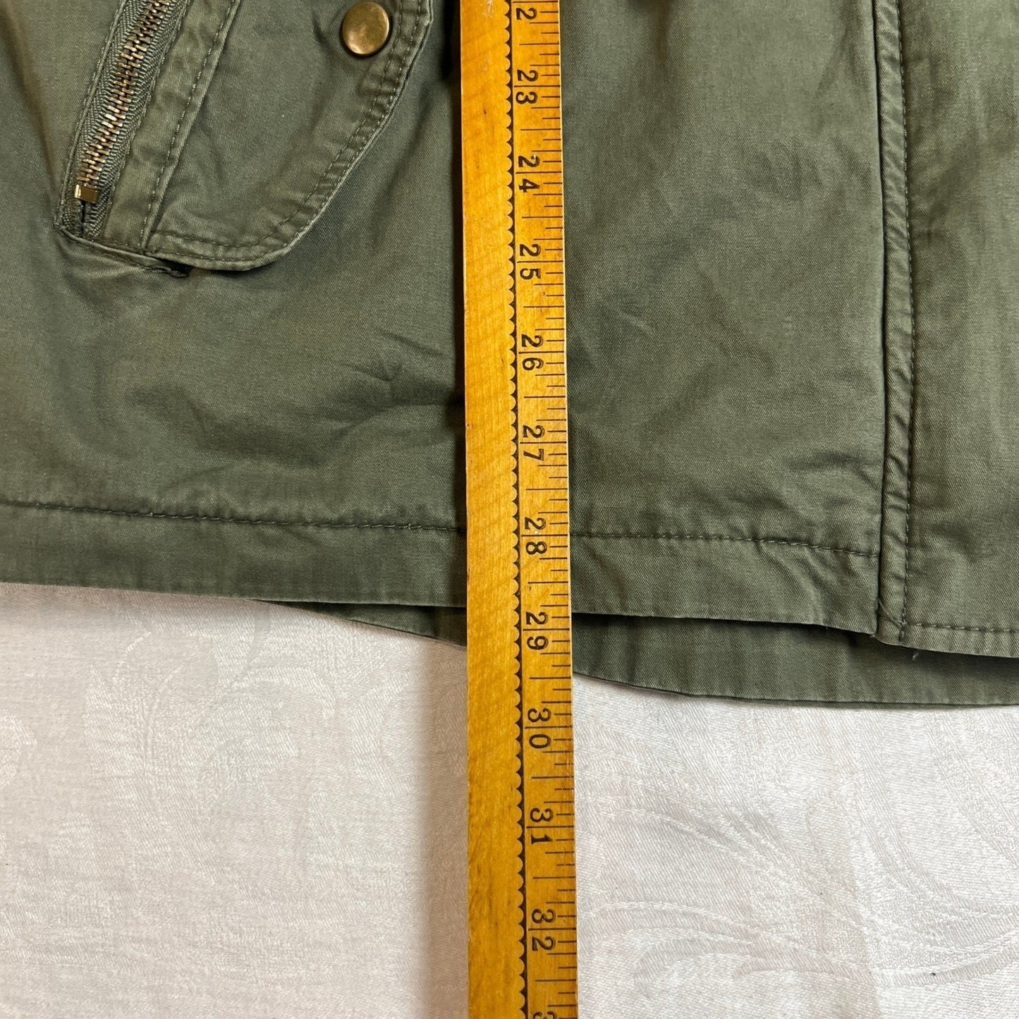 Ambiance Utility Jacket Womens 2XL Drawstring Waist Zip Front Collar Olive Green