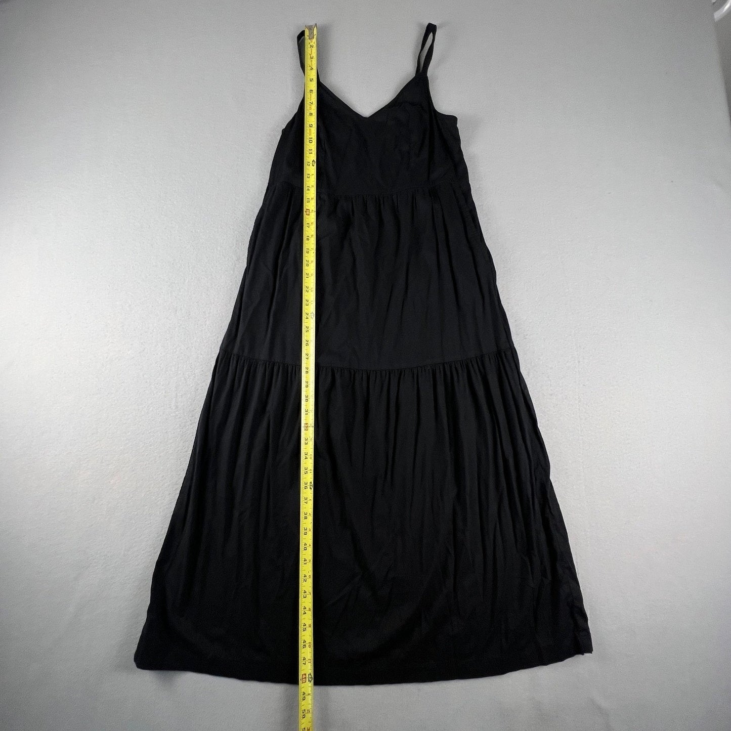Old Navy Cami Maxi Dress XS Black Tiered Katherine Cotton Blend Summer Boho