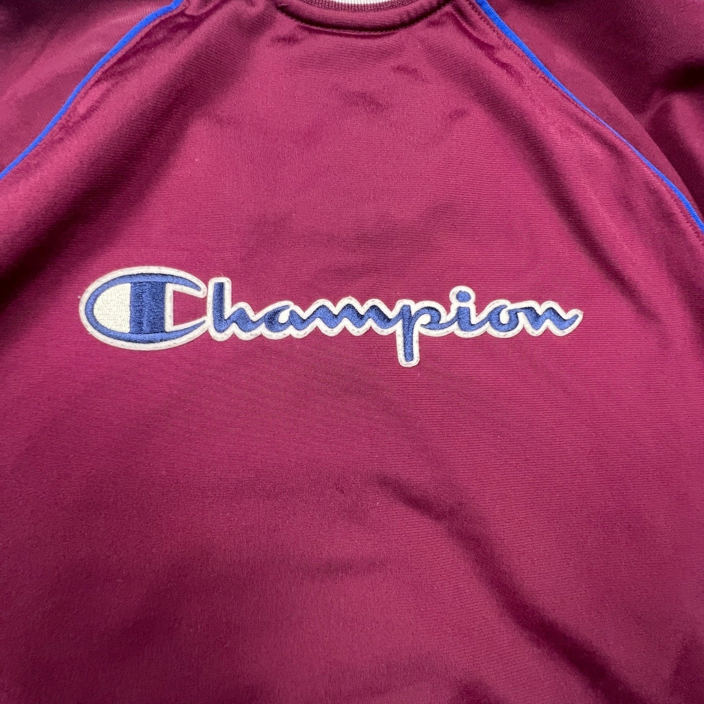 Champion Track Jacket Womens Large Maroon Logo Tape Full Zip Athletic Sporty