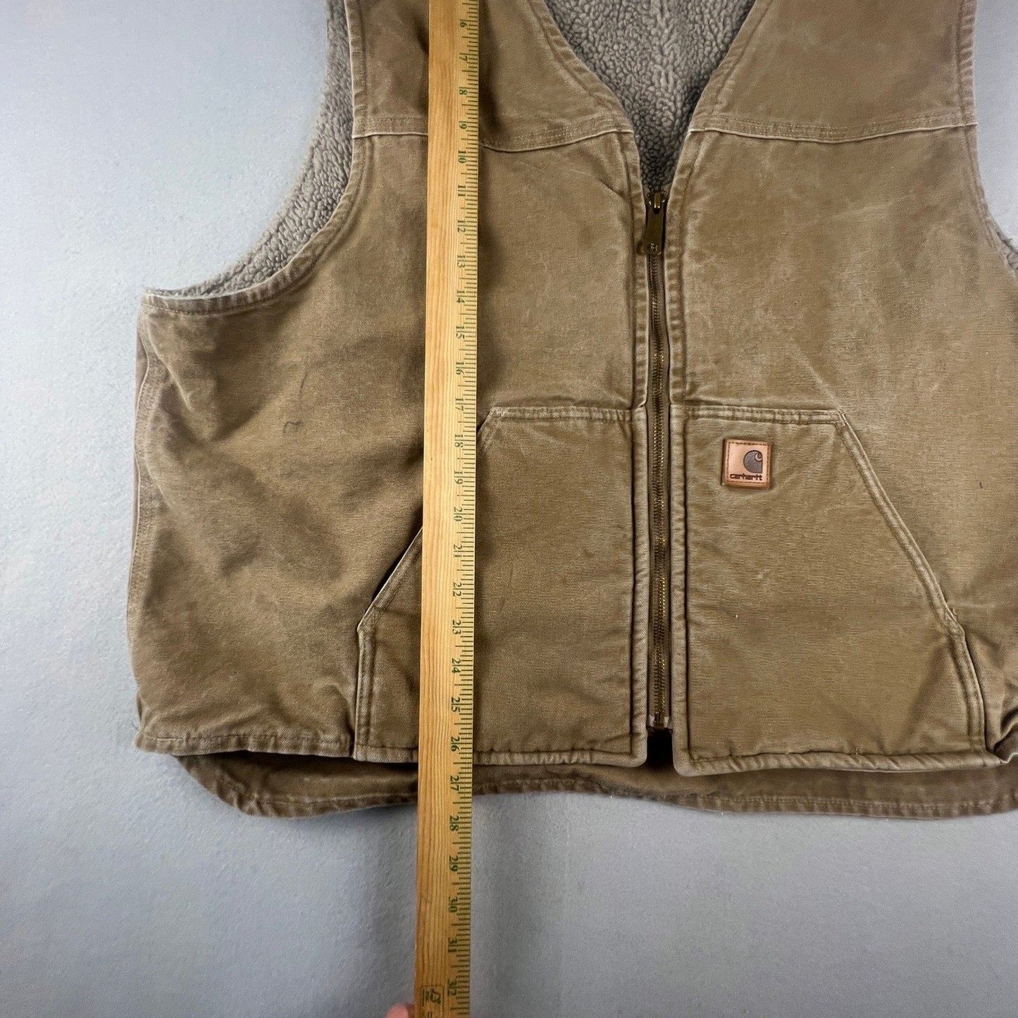 Carhartt V26 FRB Sandstone Duck Vest Mens 3XL Brown Sherpa Lined Workwear Artist