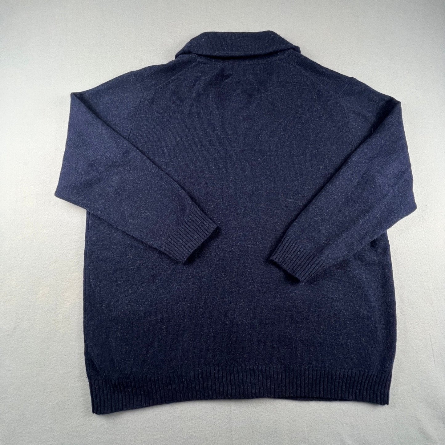 Psycho Bunny Cardigan Sweater Mens 2XL Navy Blue Wool Logo Shawl Preppy Academia