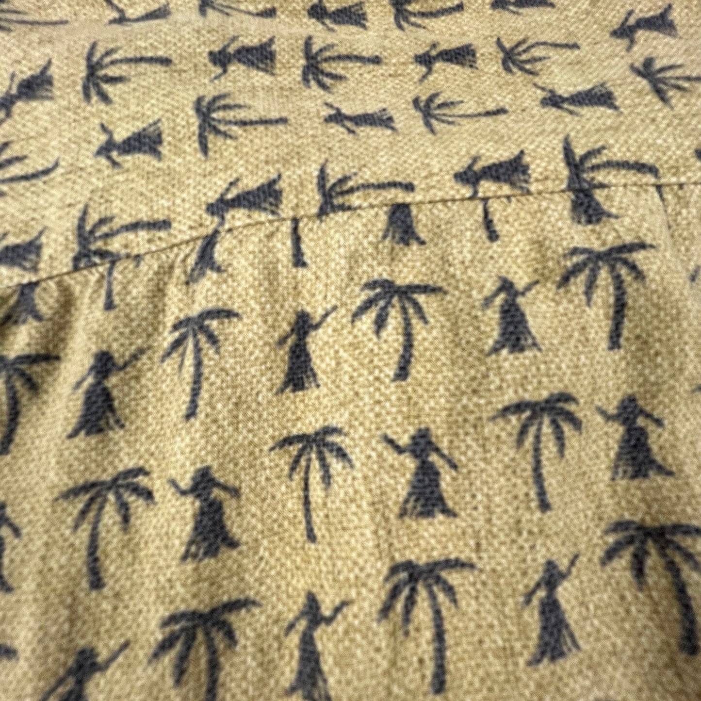 VTG Reyn Spooner Hawaiian Shirt Mens XL Yellow Hula Palm Tree Spun Aloha Top