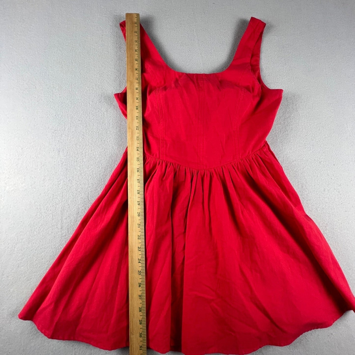 Party Flare Dress Medium Red Open Back Bow Summer Bridal Bridesmaid Cocktail