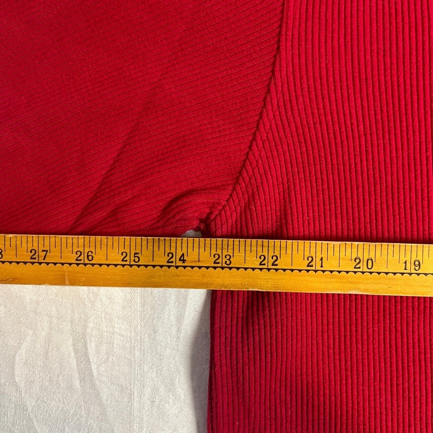 100% Cotton Turtleneck Sweater Large Red Ribbed Long Sleeve Jones New York