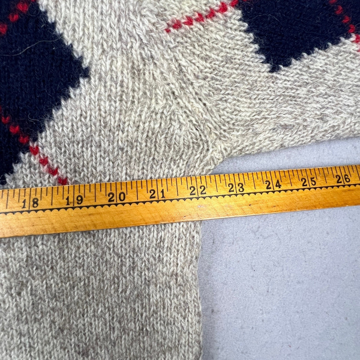 Gap Argyle Sweater Mens XL Beige Wool Blend Vintage Crewneck Preppy Knit